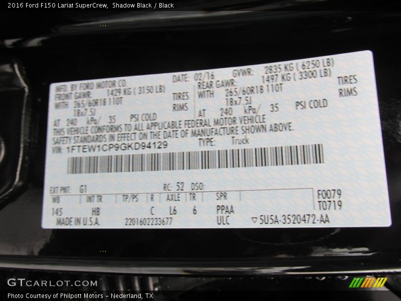 Shadow Black / Black 2016 Ford F150 Lariat SuperCrew