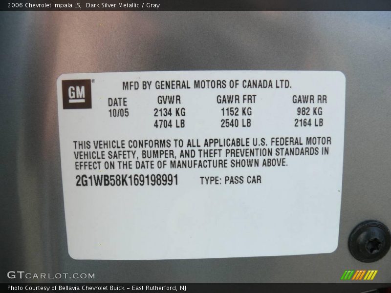 Dark Silver Metallic / Gray 2006 Chevrolet Impala LS