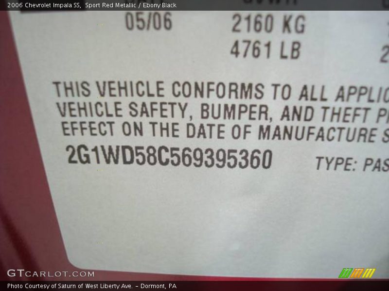 Sport Red Metallic / Ebony Black 2006 Chevrolet Impala SS