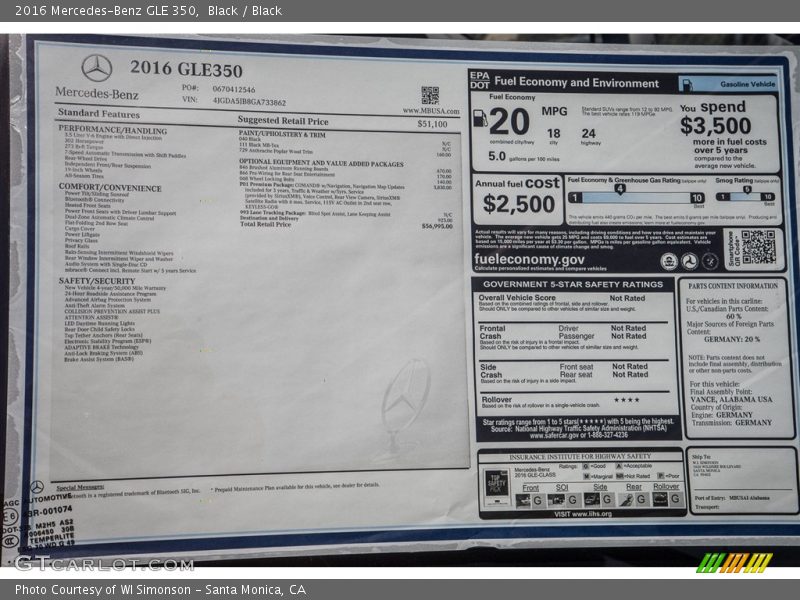 Black / Black 2016 Mercedes-Benz GLE 350