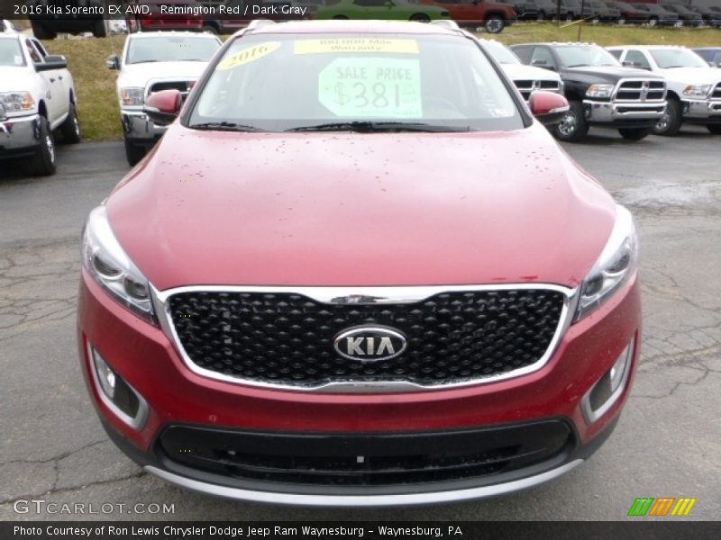 Remington Red / Dark Gray 2016 Kia Sorento EX AWD
