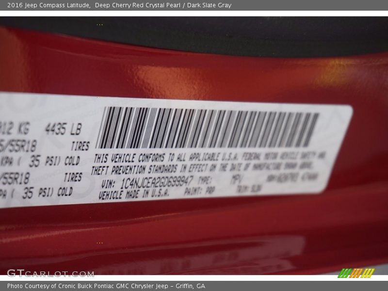 Deep Cherry Red Crystal Pearl / Dark Slate Gray 2016 Jeep Compass Latitude