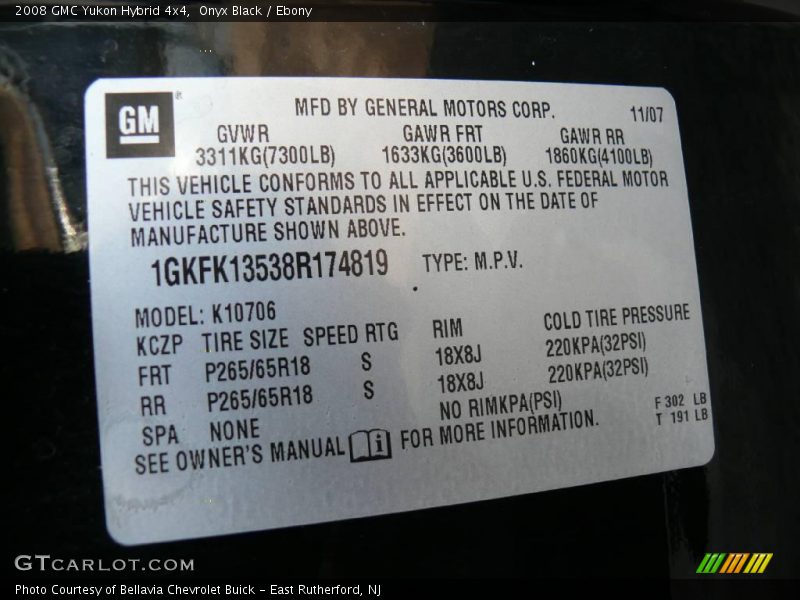 Onyx Black / Ebony 2008 GMC Yukon Hybrid 4x4