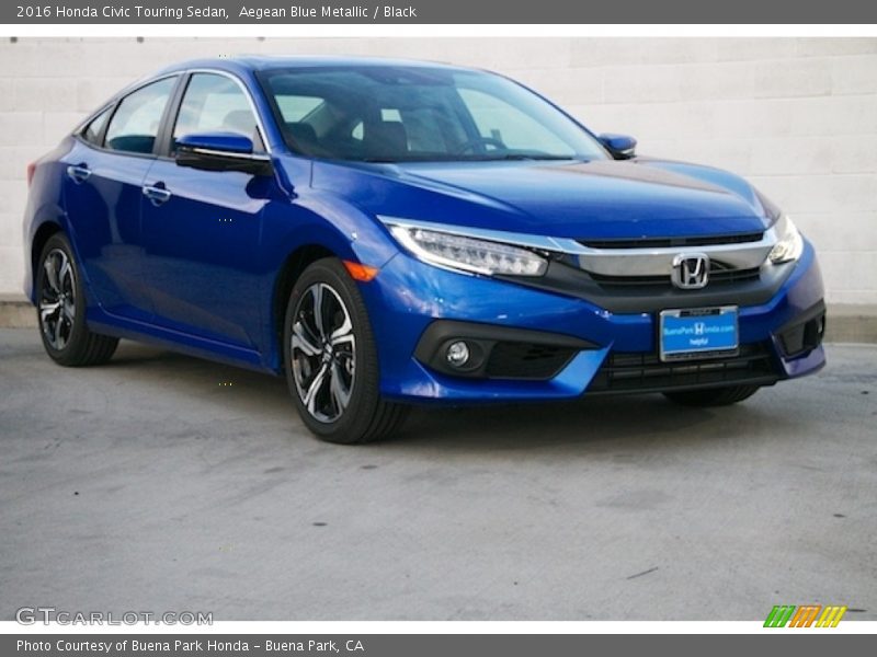 Aegean Blue Metallic / Black 2016 Honda Civic Touring Sedan