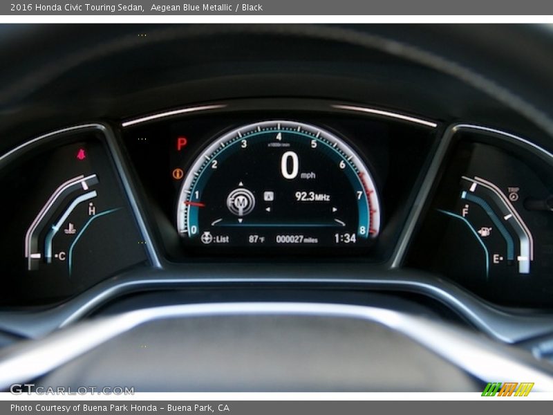 Aegean Blue Metallic / Black 2016 Honda Civic Touring Sedan