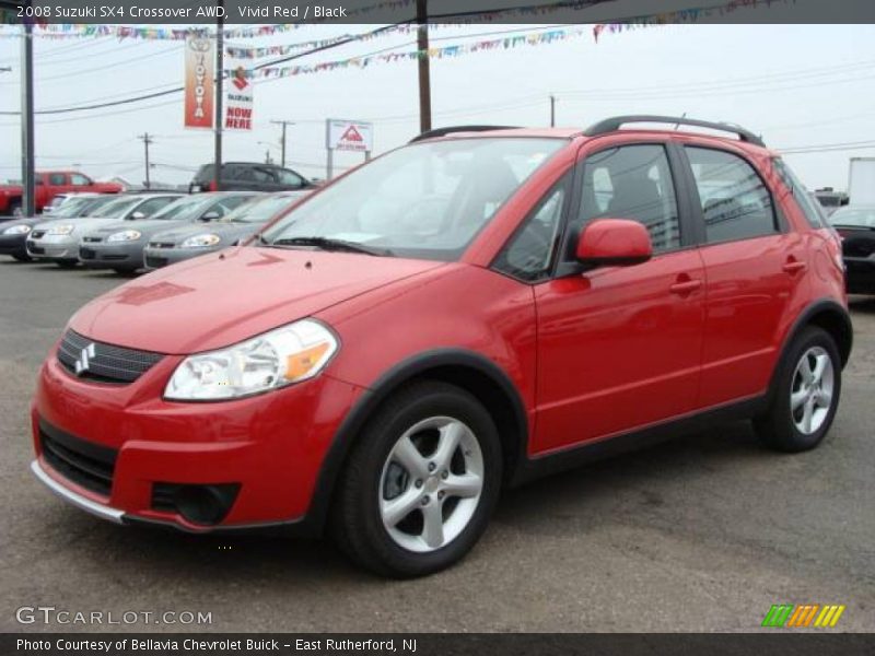 Vivid Red / Black 2008 Suzuki SX4 Crossover AWD