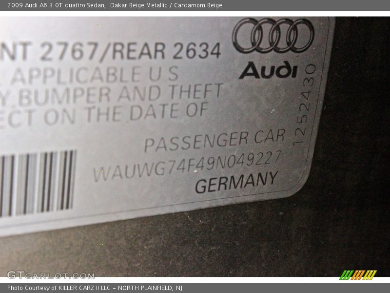 Dakar Beige Metallic / Cardamom Beige 2009 Audi A6 3.0T quattro Sedan