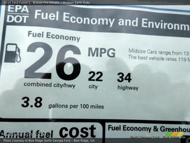 Bronze Fire Metallic / Medium Earth Gray 2016 Ford Fusion S