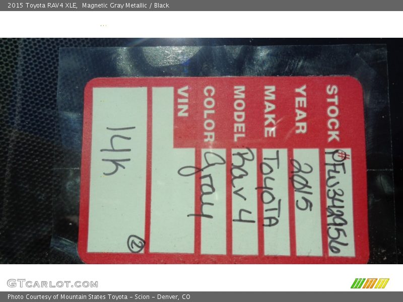 Magnetic Gray Metallic / Black 2015 Toyota RAV4 XLE