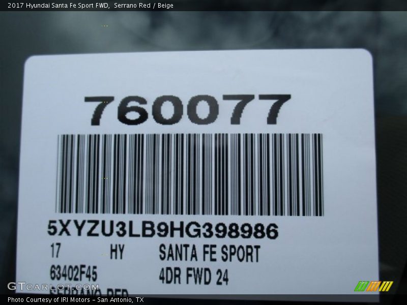 Serrano Red / Beige 2017 Hyundai Santa Fe Sport FWD