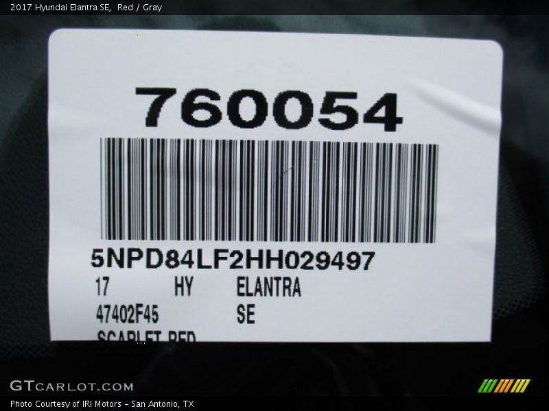 Red / Gray 2017 Hyundai Elantra SE