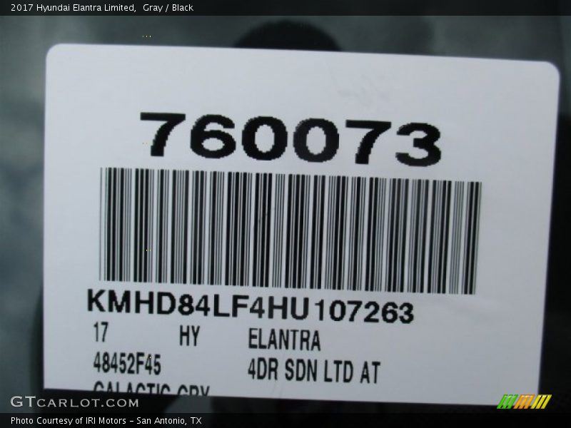 Gray / Black 2017 Hyundai Elantra Limited