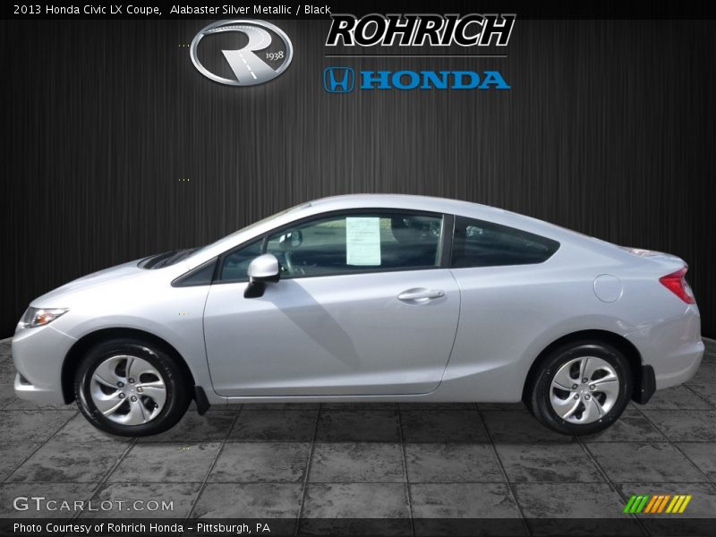 Alabaster Silver Metallic / Black 2013 Honda Civic LX Coupe