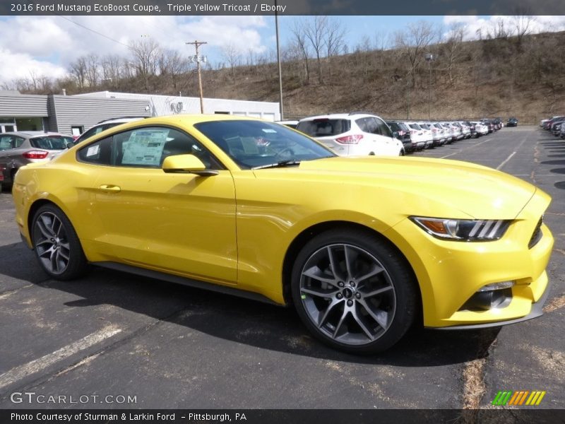 Triple Yellow Tricoat / Ebony 2016 Ford Mustang EcoBoost Coupe