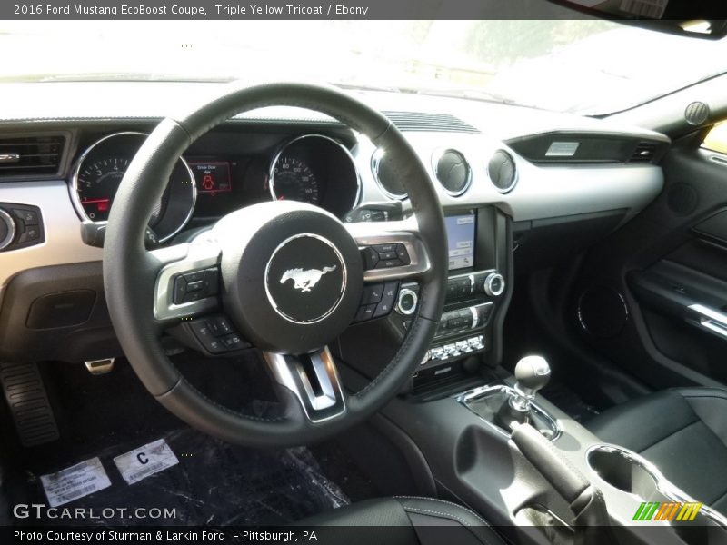 Triple Yellow Tricoat / Ebony 2016 Ford Mustang EcoBoost Coupe