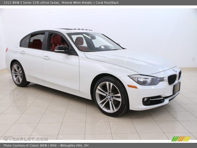 Mineral White Metallic / Coral Red/Black 2013 BMW 3 Series 328i xDrive Sedan