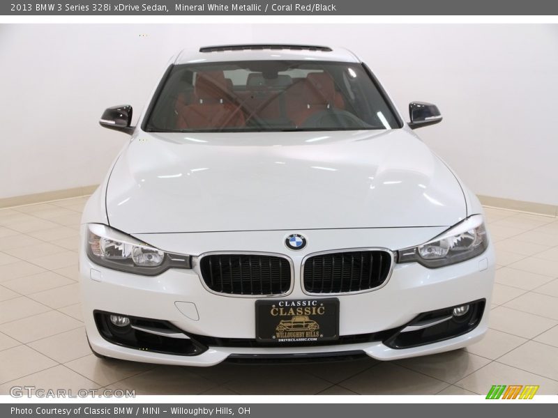 Mineral White Metallic / Coral Red/Black 2013 BMW 3 Series 328i xDrive Sedan