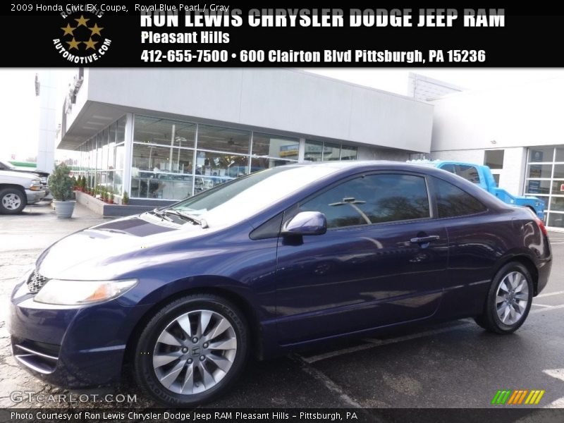 Royal Blue Pearl / Gray 2009 Honda Civic EX Coupe