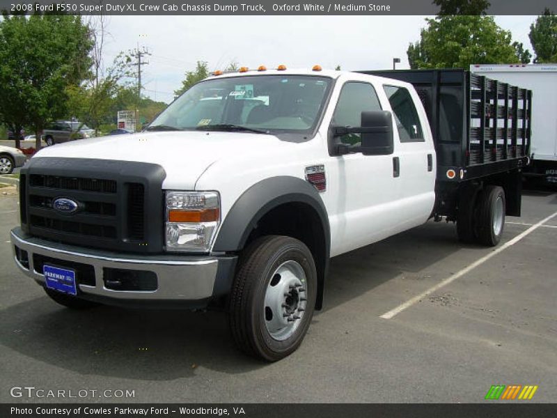 Oxford White / Medium Stone 2008 Ford F550 Super Duty XL Crew Cab Chassis Dump Truck