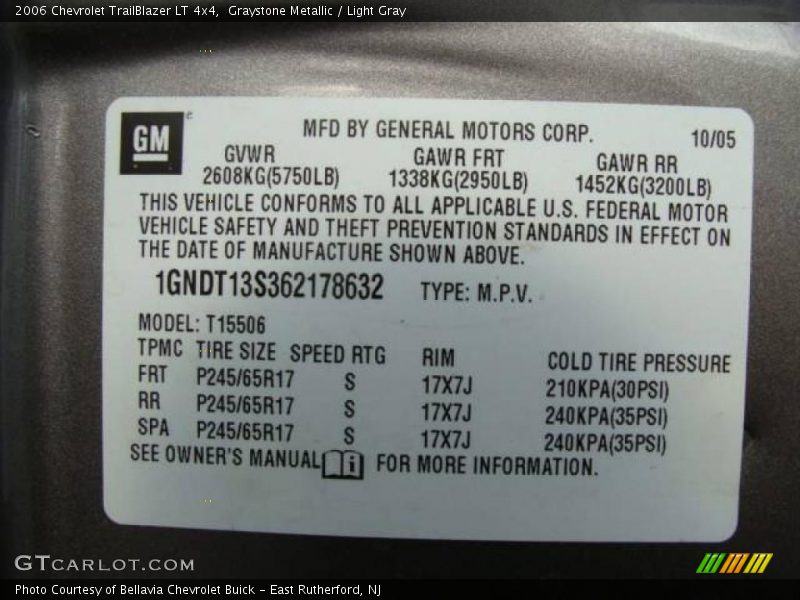 Graystone Metallic / Light Gray 2006 Chevrolet TrailBlazer LT 4x4