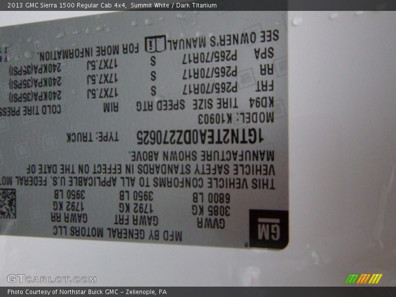 Summit White / Dark Titanium 2013 GMC Sierra 1500 Regular Cab 4x4