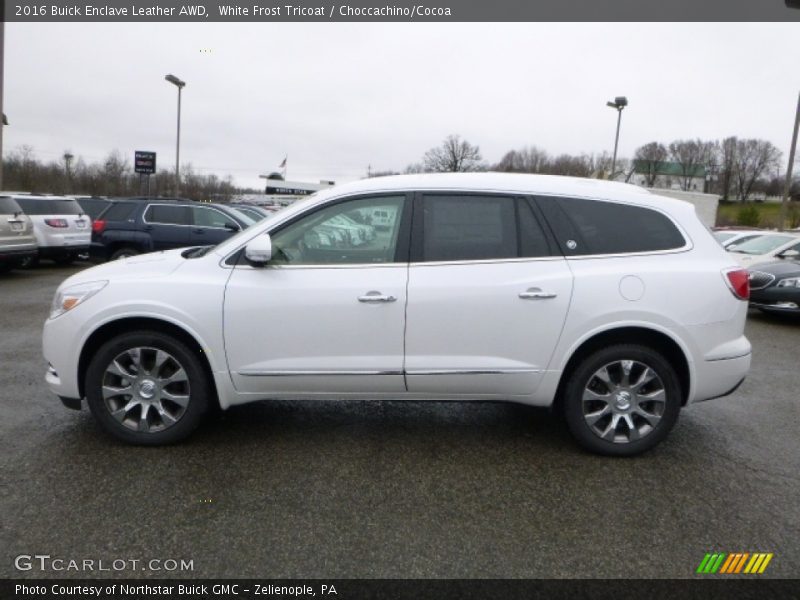 White Frost Tricoat / Choccachino/Cocoa 2016 Buick Enclave Leather AWD
