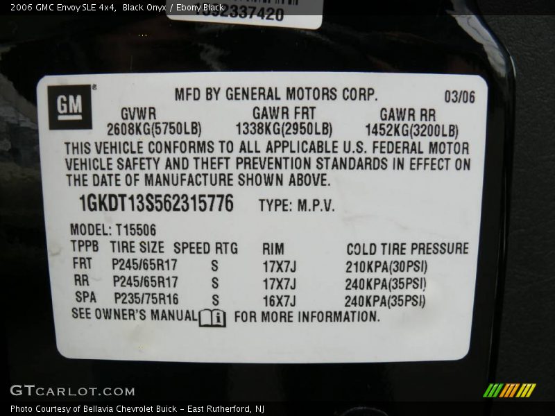 Black Onyx / Ebony Black 2006 GMC Envoy SLE 4x4