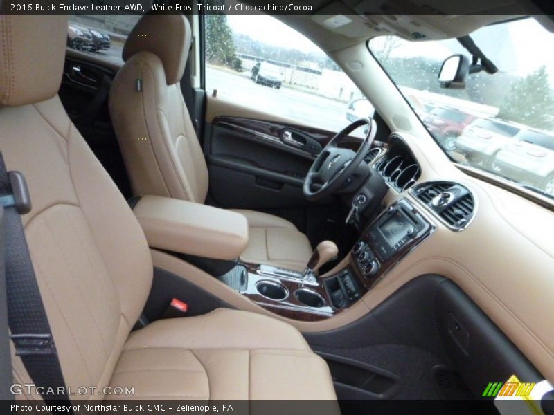 White Frost Tricoat / Choccachino/Cocoa 2016 Buick Enclave Leather AWD