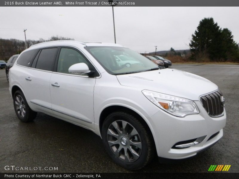 White Frost Tricoat / Choccachino/Cocoa 2016 Buick Enclave Leather AWD