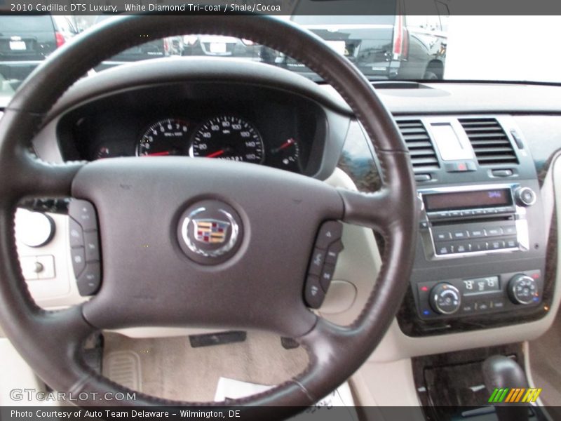 White Diamond Tri-coat / Shale/Cocoa 2010 Cadillac DTS Luxury