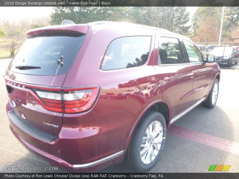 Velvet Red Pearl / Black 2016 Dodge Durango Limited AWD