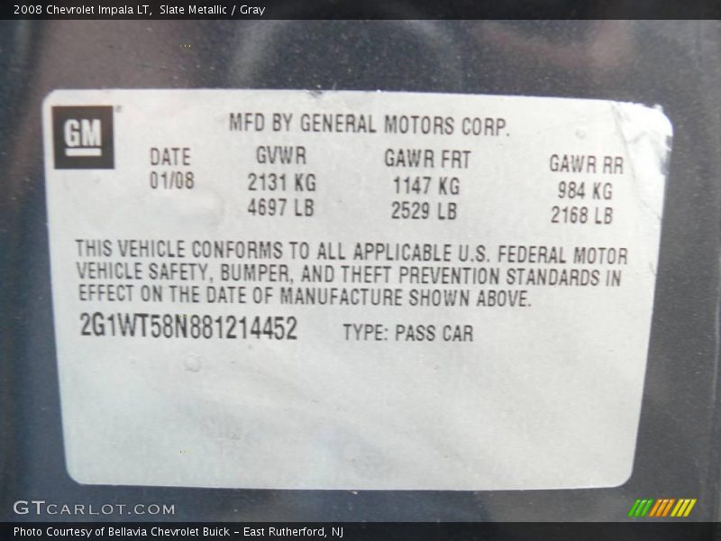 Slate Metallic / Gray 2008 Chevrolet Impala LT