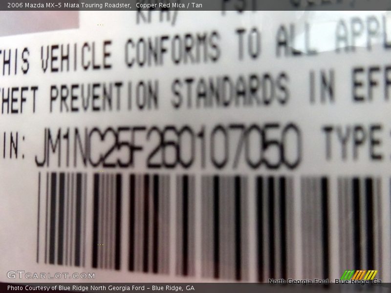 Copper Red Mica / Tan 2006 Mazda MX-5 Miata Touring Roadster