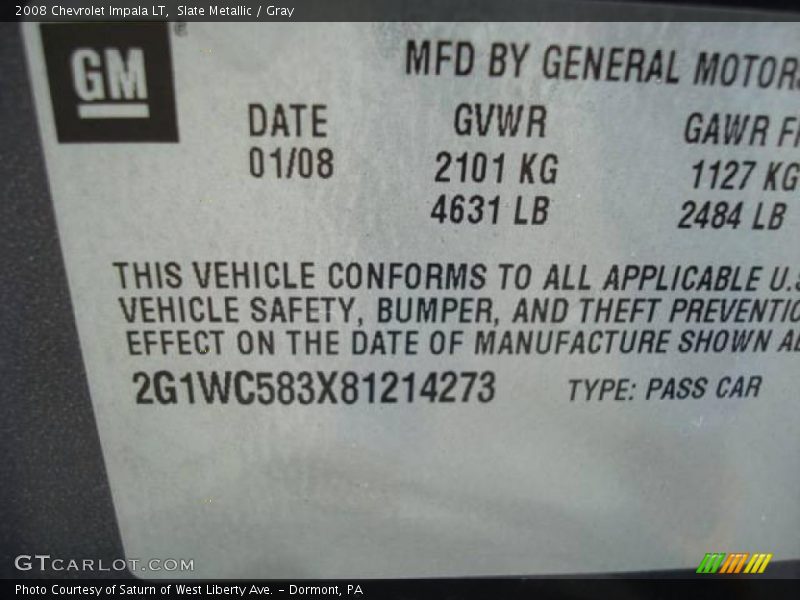 Slate Metallic / Gray 2008 Chevrolet Impala LT