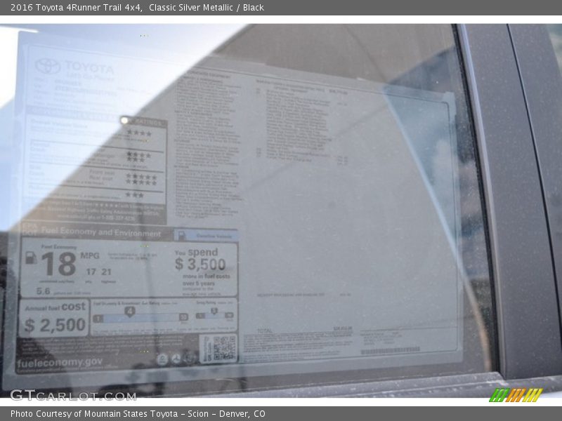 Classic Silver Metallic / Black 2016 Toyota 4Runner Trail 4x4