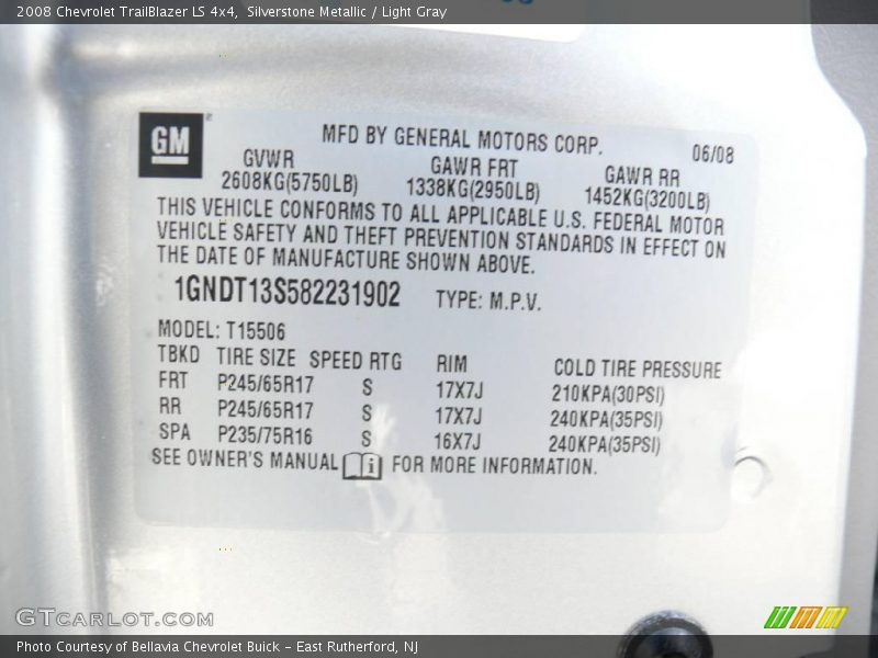 Silverstone Metallic / Light Gray 2008 Chevrolet TrailBlazer LS 4x4