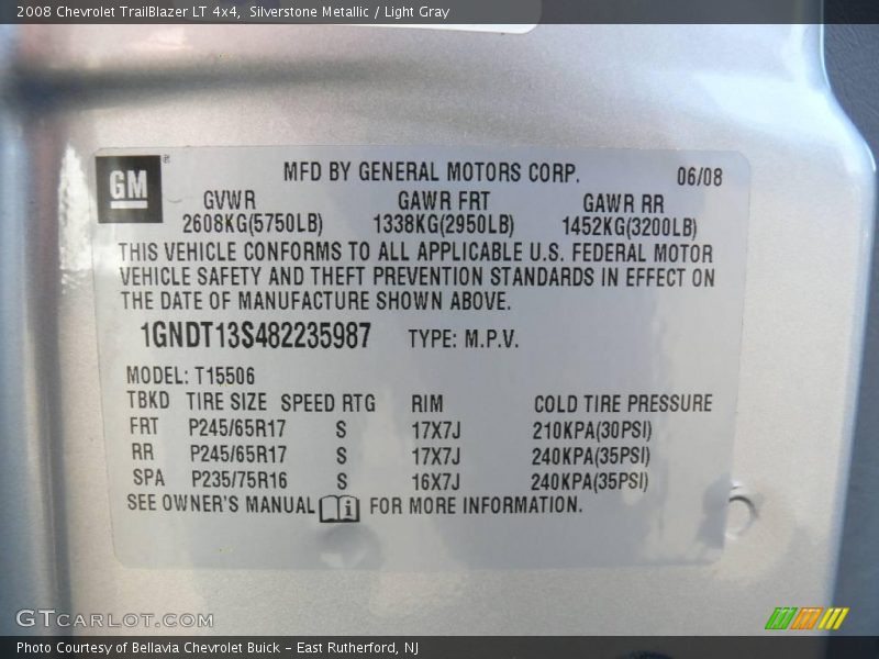 Silverstone Metallic / Light Gray 2008 Chevrolet TrailBlazer LT 4x4