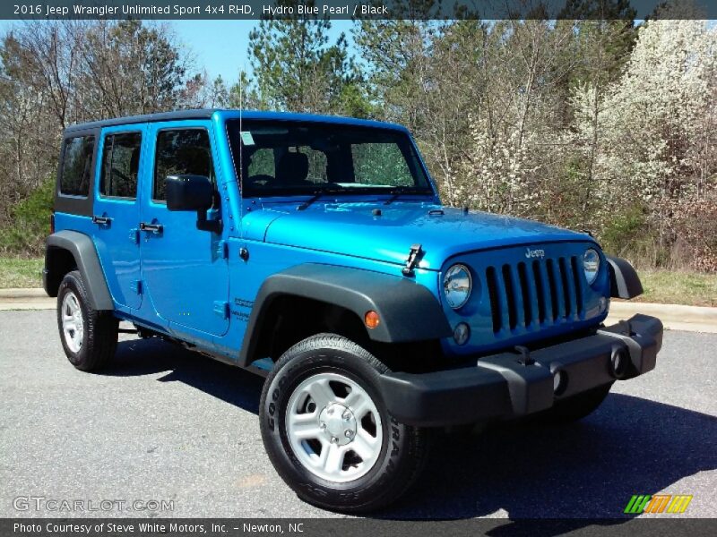 Hydro Blue Pearl / Black 2016 Jeep Wrangler Unlimited Sport 4x4 RHD