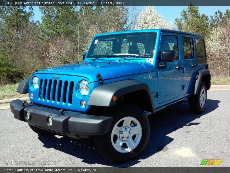 Hydro Blue Pearl / Black 2016 Jeep Wrangler Unlimited Sport 4x4 RHD
