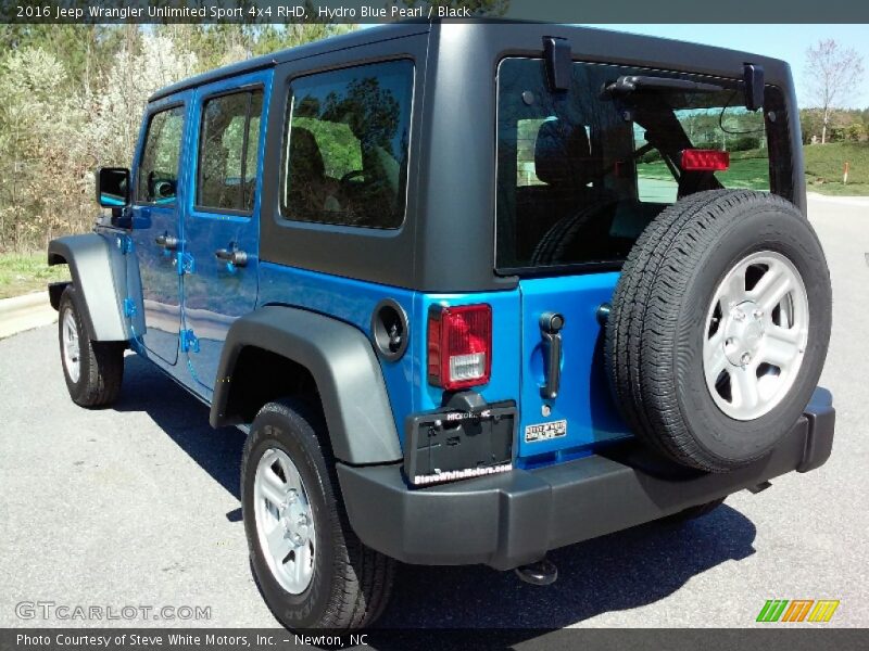 Hydro Blue Pearl / Black 2016 Jeep Wrangler Unlimited Sport 4x4 RHD