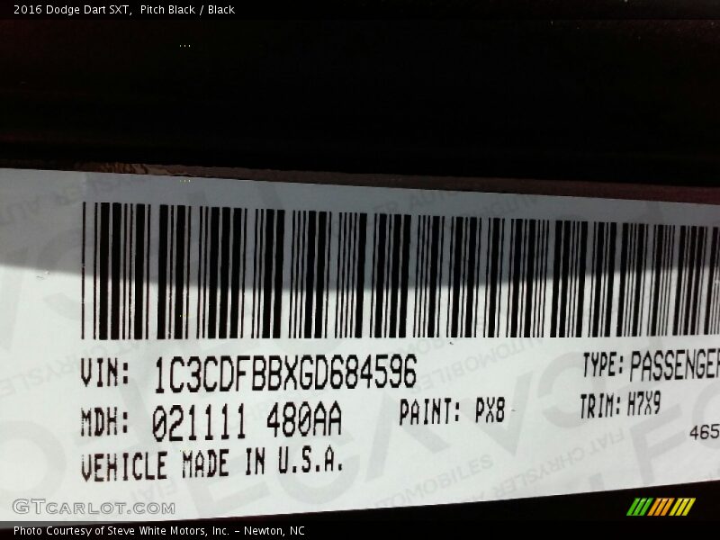 Pitch Black / Black 2016 Dodge Dart SXT