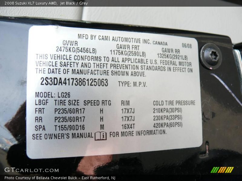 Jet Black / Grey 2008 Suzuki XL7 Luxury AWD