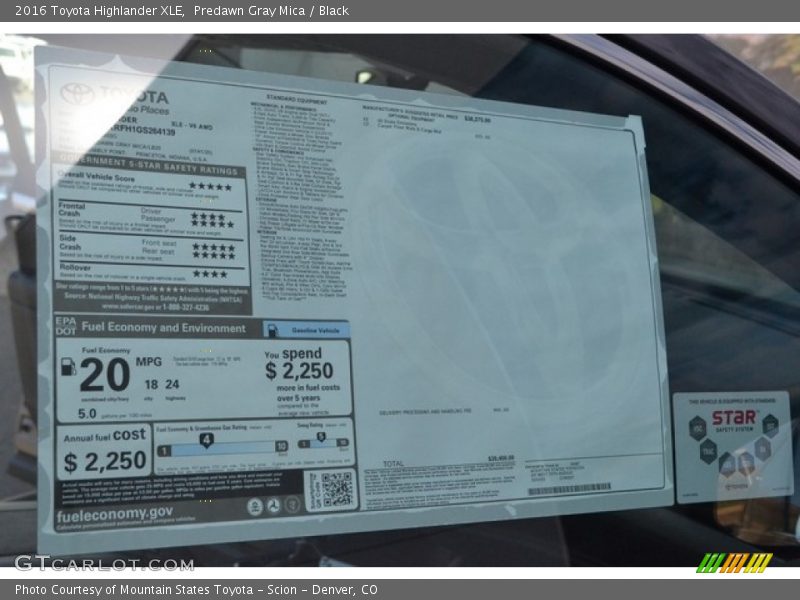 Predawn Gray Mica / Black 2016 Toyota Highlander XLE