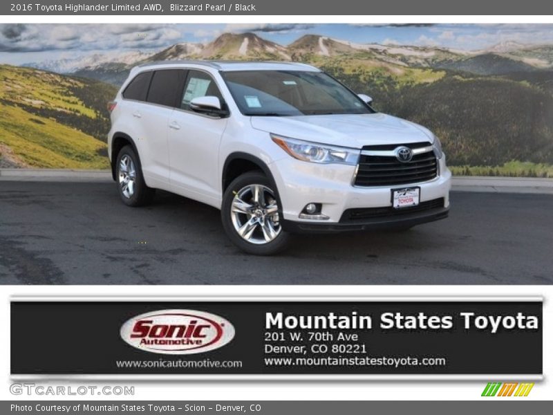 Blizzard Pearl / Black 2016 Toyota Highlander Limited AWD