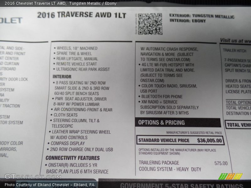 Tungsten Metallic / Ebony 2016 Chevrolet Traverse LT AWD