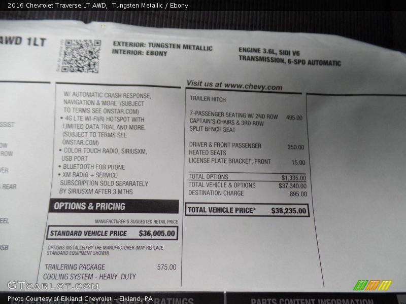 Tungsten Metallic / Ebony 2016 Chevrolet Traverse LT AWD