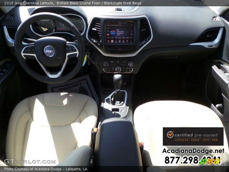 Brilliant Black Crystal Pearl / Black/Light Frost Beige 2016 Jeep Cherokee Latitude