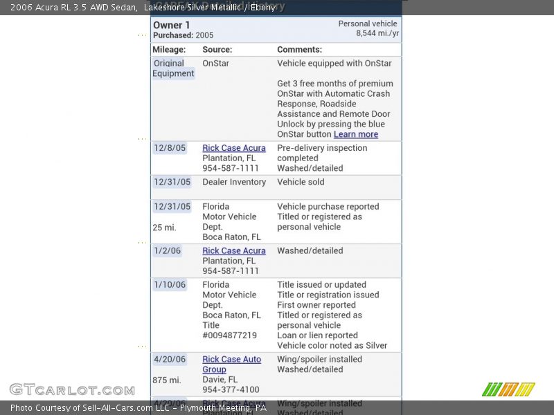 Lakeshore Silver Metallic / Ebony 2006 Acura RL 3.5 AWD Sedan
