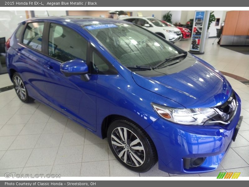 Aegean Blue Metallic / Black 2015 Honda Fit EX-L