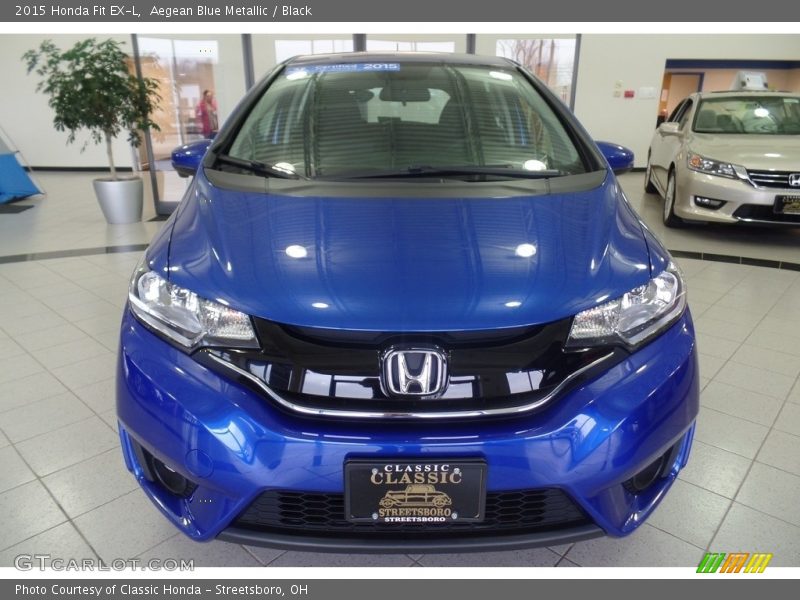 Aegean Blue Metallic / Black 2015 Honda Fit EX-L